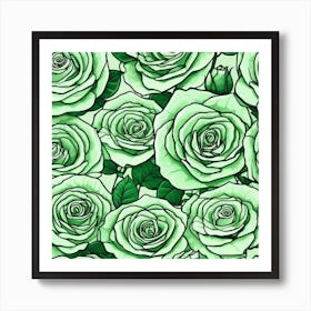 Green Roses Seamless Pattern 2 Art Print