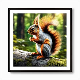 Squirrel In The Forest 91 Art Print