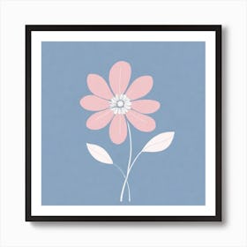 A White And Pink Flower In Minimalist Style Square Composition 655 Art Print