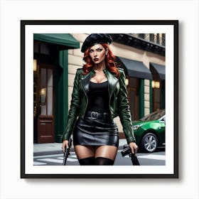 Woman With Guns Art Print