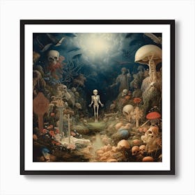 Skeletons In The Forest Art Print