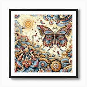 Decorative Floral Butterfly Abstract III Art Print