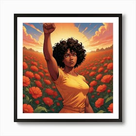 Comic Style The Raised Fist Of A Determined Africa Art Print