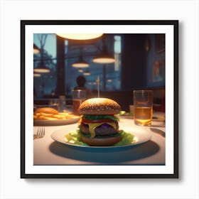 Burger In A Restaurant 20 Art Print