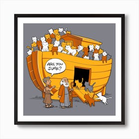 Noahs Ark Cat Square Art Print