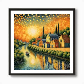 Sunset On The River 1 Art Print