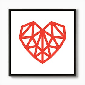 Heart Geometric Abstract Minimalist Simple Red 2 Art Print