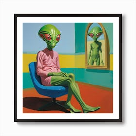 Alien In A Chair Art Print