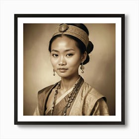 Ancient Burmese girl Art Print