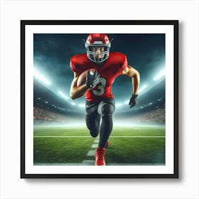 American Football Player Running 2 Art Print