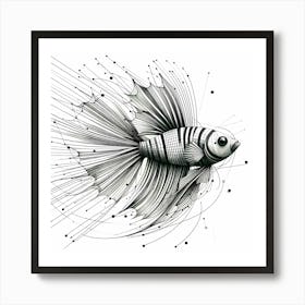 Fish - Abstract Line Art Illustration 145 Art Print