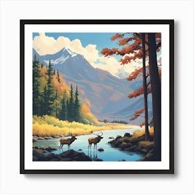 Elk By The River 7 Art Print