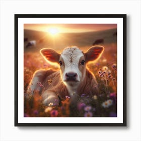 Calf In The Meadow Art Print