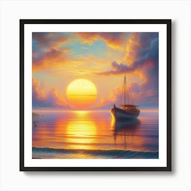 Sunset Sailboat 1 Art Print