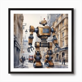 Robot On The Street 49 Art Print