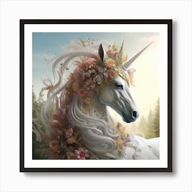 Unicorn In The Forest Art Print