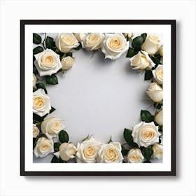 White Roses Wreath 4 Art Print