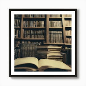 Open Book In Library Art Print