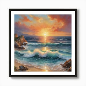 Sunset Over The Sea Art Print 1 Art Print