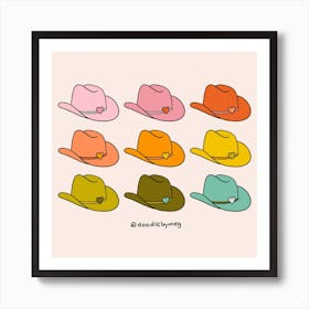 Rainbow Cowboy Hats Art Print