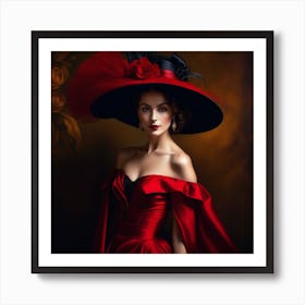 Beautiful Woman In A Red Dress 4 Art Print