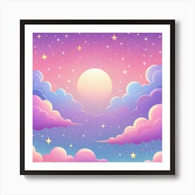 Sky With Twinkling Stars In Pastel Colors Square Composition 167 Art Print