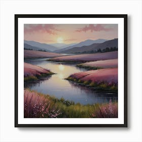 Sunset By The River 2 Art Print