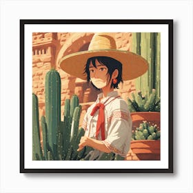 Cactus Girl 2 Art Print