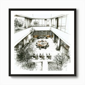 Drawing Of A Dining Room Art Print