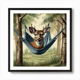 Deer In A Hammock 1 Art Print