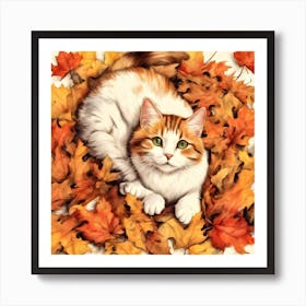 Autumn Cat Art Print