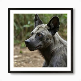 Hybrid wolf gorilla with large ears of an African Wild Dog a hairless appearance like Mexican hairless dog 2 Art Print