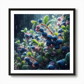 Blueberries In The Rain 1 Art Print