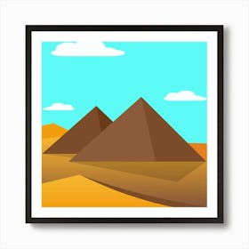 Pyramids Egypt Desert Nature Giza Pyramid Sand Ancient History Egyptian Sky Archeology Landscape Art Print