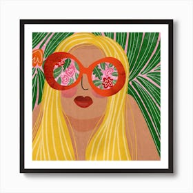 Summer Lady Square Art Print