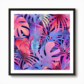Tropical Leaves Seamless Pattern 14 Art Print
