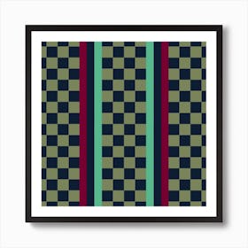 Checkered Fabric Green Art Print