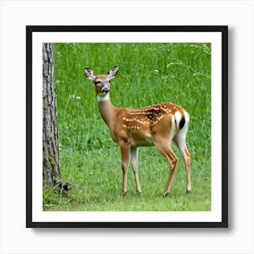 Deer Buck Doe Antlers Herbivore Mammal Graceful Elegant Wildlife Forest Meadow Grazing A (2) Art Print