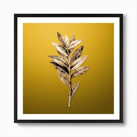 Gold Botanical Smilacina Stellata on Mango Yellow n.3103 Art Print