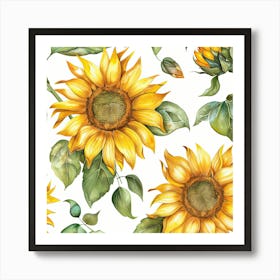 Sunflowers Watercolor Art Print