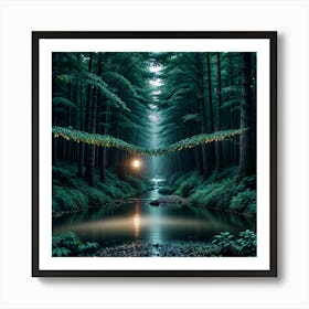 Forest At Night Art Print