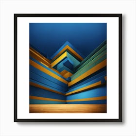 Abstract Blue And Yellow Art Print