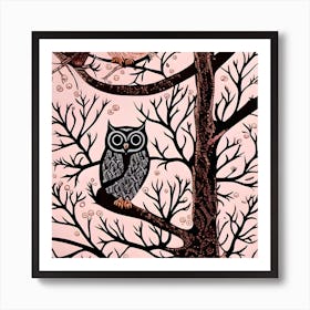 Owls On Branches Art Print