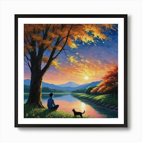 Sunset By The River Art Print