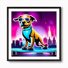 Skateboard Dog Art Print