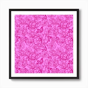 botanical garden pattern - Barbie Pink Art Print