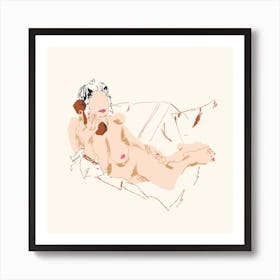 Girl On The Phone Square Art Print