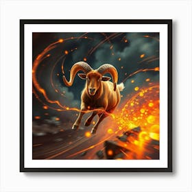 Ram In Flames 1 Art Print