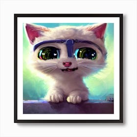 Cute Cat With Glasses Art Print