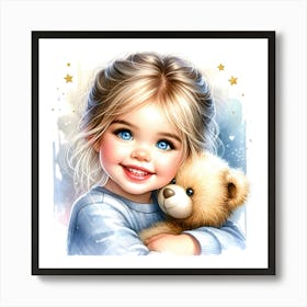 Little Girl With Teddy Bear Art Print